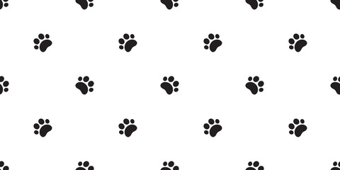 Fototapeta na wymiar Dog Paw seamless pattern vector footprint kitten puppy tile background repeat wallpaper scarf isolated cartoon illustration