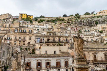 Fototapeta na wymiar Cityscape of the old baroque town Modica in Sicily