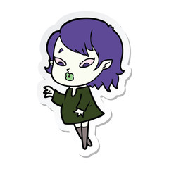 sticker of a cute cartoon vampire girl
