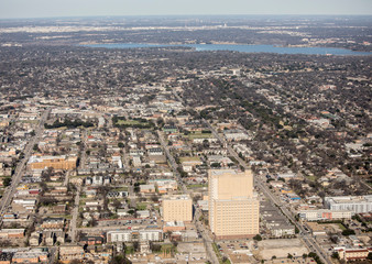 Aerial view of the greater Dallas area taken from an airplane