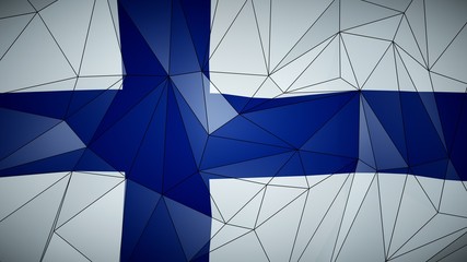 Low Poly Flag of Finland. Folded paper effect with marked edges.