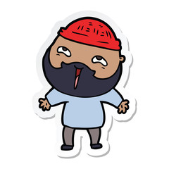 sticker of a cartoon happy bearded man