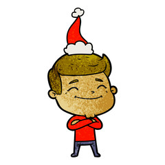 happy textured cartoon of a man wearing santa hat