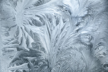 Frosted hoarfrost on the window