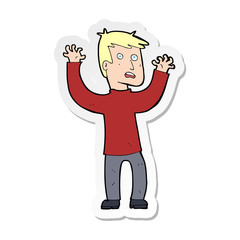 sticker of a cartoon terrified man