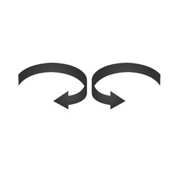 Left and right arrow curved into a circle 360 degrees, Vector illustration isolated on white background.