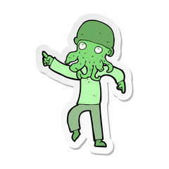 sticker of a cartoon alien man dancing