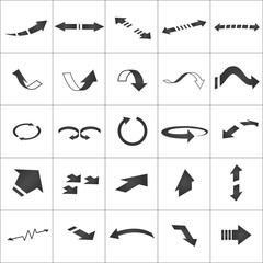 Arrows icons set for 3d design. pointers set collection Vector illustration isolated on white background.