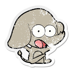 distressed sticker of a cute cartoon elephant