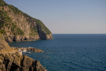 Italy,Cinque Terre, Manarola, cliff over the ocean Italian Riviera