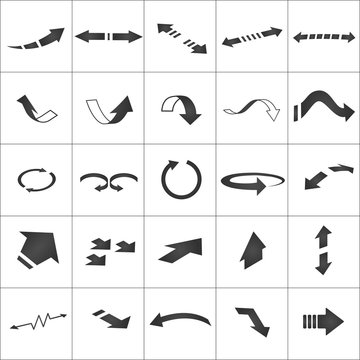 Arrows icons set for 3d design. pointers set collection Vector illustration isolated on white background.