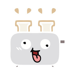 flat color retro cartoon of a toaster