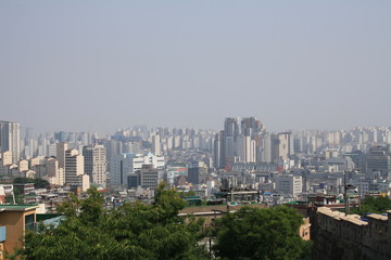 Fototapeta na wymiar Seoul Skyline from mountain view