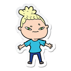 sticker of a cartoon woman