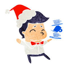 christmas retro cartoon of kawaii boy