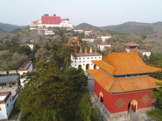 Aerial view of The Putuo Zongcheng Buddhist Temple, one of the Eight Outer Temples of Chengde,...