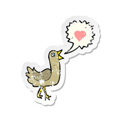retro distressed sticker of a cartoon singing bird