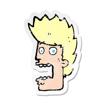 recommend clip art: retro distressed sticker of a cartoon terrified man