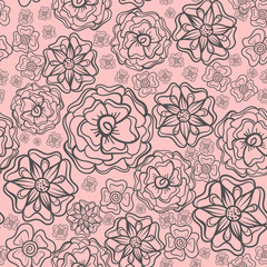 Fototapeta premium Floral background. Hand drawn Flowers. Seamless vector pattern.