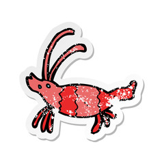 retro distressed sticker of a cartoon shrimp