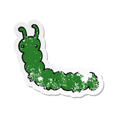 distressed sticker of a cartoon caterpillar
