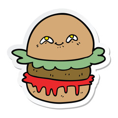 sticker of a cartoon fast food burger