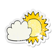 distressed sticker of a cartoon weather