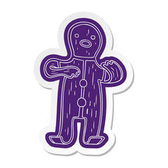 cartoon sticker of a gingerbread man