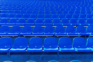 Fototapeta premium Rows of Blue Plastic Stadium Seats.