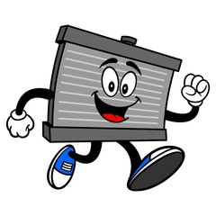 Radiator Mascot Running - A vector cartoon illustration of a motor radiator mascot running.