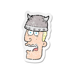 retro distressed sticker of a cartoon screaming warrior man