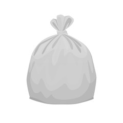 gray plastic garbage bags for waste packed separation isolated on white square background, Illustration plastic bin bags for waste, clip art plastic bag transparent flat for icon cartoon info graphic