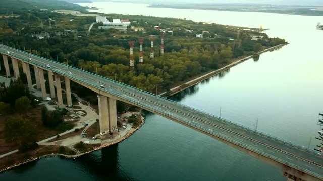Aerial view of Asparuchovski bridge in Varna, Bulgaria