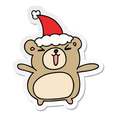 christmas sticker cartoon of kawaii bear