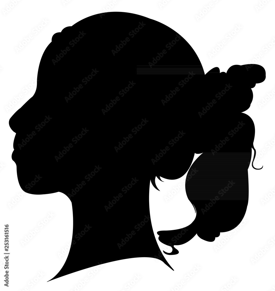 Sticker a girl head silhouette vector