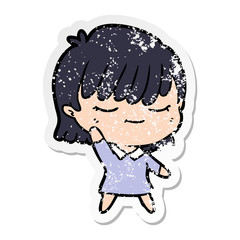 distressed sticker of a cartoon woman