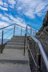 Italy,Cinque Terre,Riomaggiore, a close up of a metal rail