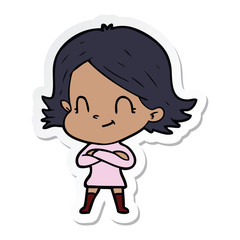 sticker of a cartoon friendly girl