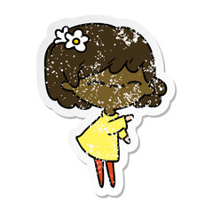 distressed sticker cartoon of cute kawaii girl