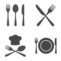 Keuken spatwand met foto Cutlery Restaurant Icon Set. Vector illustration on white background. © VLADYSLAV