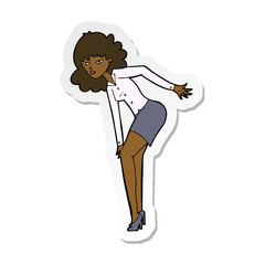 sticker of a cartoon annoyed woman rubbing knee