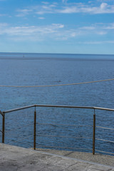 Italy,Cinque Terre,Riomaggiore, fence overlooking the ocean