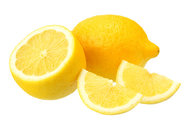 lemon with slices isolated on white background. healthy food