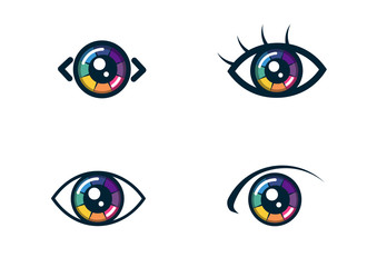 Eye icon set - eye symbol. flat eye sign vector. colorful eye icons