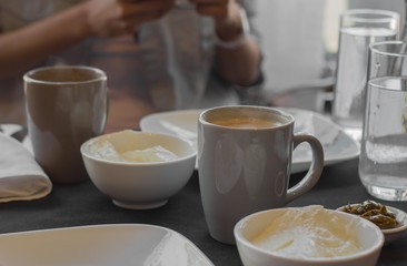 Indian Breakfast tea and yogurt