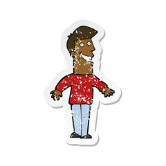 retro distressed sticker of a cartoon grinning man