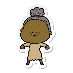 Obraz premium sticker of a cartoon happy old woman