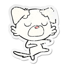 distressed sticker of a cartoon dog