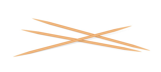 illustration Wooden Toothpicks isolated on white background, Bamboo Toothpick small sharp, Realistic Toothpicks wood