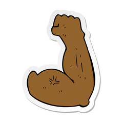sticker of a flexing strong arm cartoon